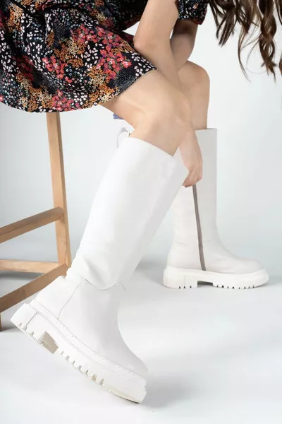 Bottes Femme Peau Beige 