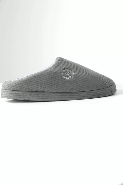 Pantofole da casa in velluto grigio da uomo 3cm 