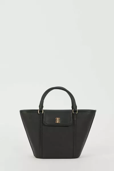 حقيبة كتف نسائية سوداء مطبوعة 