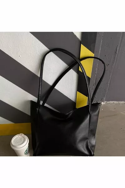 نسائي فو جلد كبير الحجم رث كم حقيبة سوداء