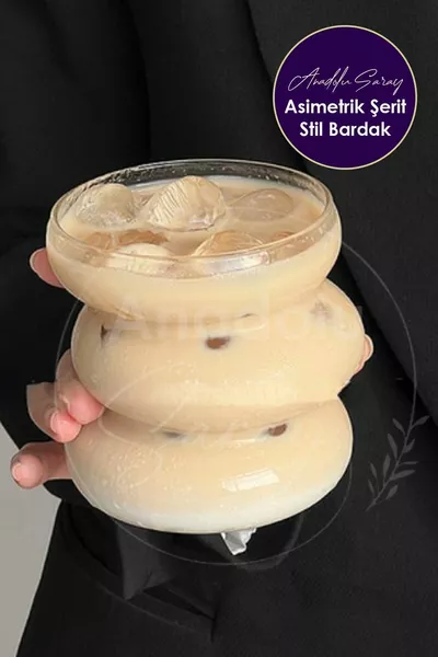 Heat Resistant Borosilicate Asymmetrical Stripe Style Scandinavian Cup | Coffee and presentation cocktail mug