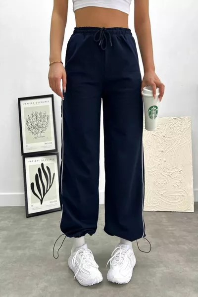 Lacivert Yan Biye Bol Eşofman Altı Unisex