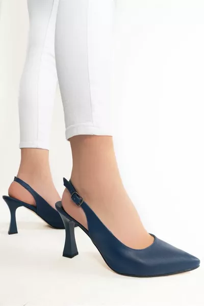 Тъмносини токчета с отворен гръб Kayra