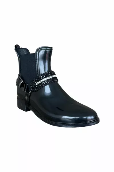 Stivali da pioggia da donna con fibbia con cintura NERO - ARGENTO