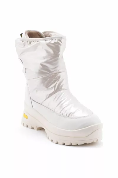  Beige Crème Véritable Cuir Parachute Tissu Plate-forme Épais Imperméable Fourrure Bottes Neige Chaussures Chaussures