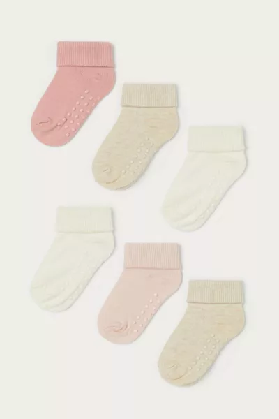 6 جوارب أطفال/رضع عضوية مضادة للانزلاق