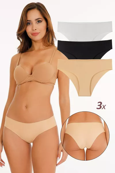 Culotte Femme Sans Couture en Lycra avec Découpe au Laser Pack de 3 Pièces - 