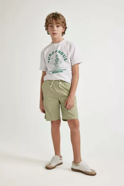 Jungen Basic Shorts aus Gabardine mit geradem Schnitt, elastischem Bund und Taschen SM