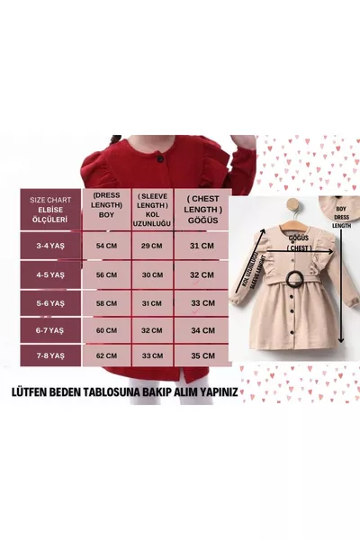 Children's Girls' Dress with Cute Patterns and Winter-Ready Wool Fabric - Please Choose According to Size Chart