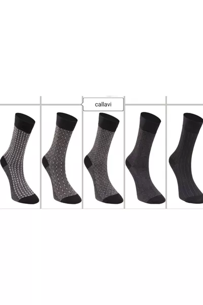 Naadloze Bamboe Jacquard Heren Sokken Zwart  Paar