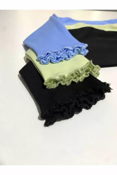 Flexible Ribbed Blue - Green - Black 3-Pack Girls' and Boys' Kids' Leggings