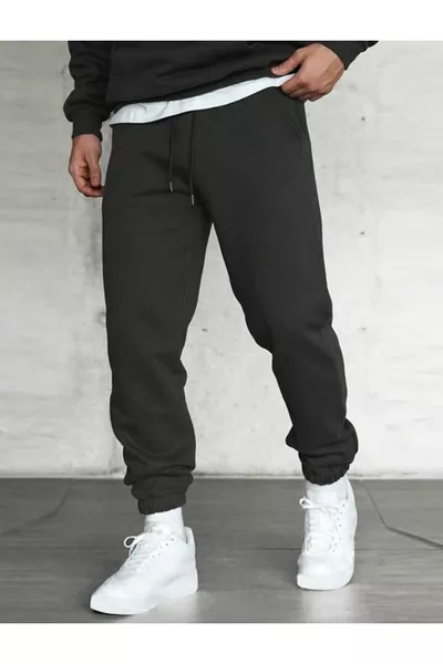 Pantaloni da tuta invernali da uomo neri con felpa