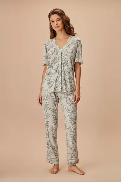 طقم بيجامة نسائي شبابي بطابع رجولي