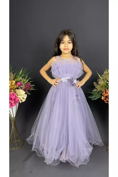 Girl's Dress Layered Special Occasion Party Dress  Lilac