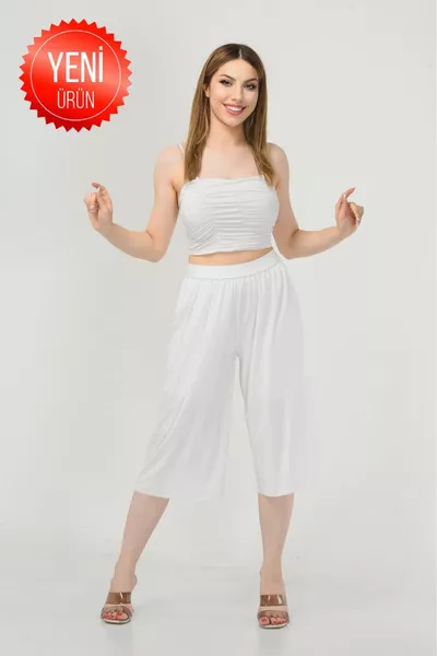 Jersey Women's Pants Skirt Style Underwear Lining Knee-Length White