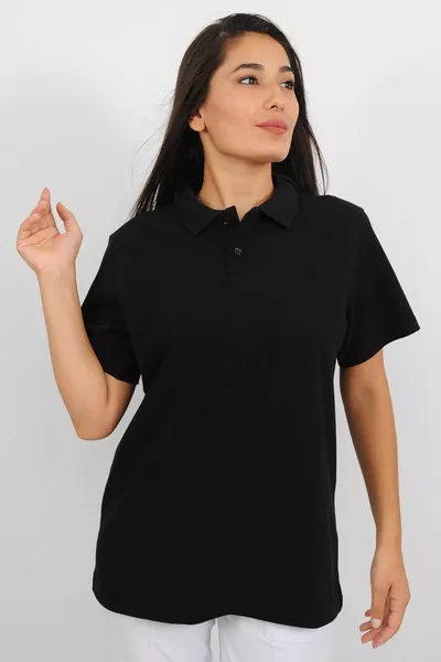 Women's Black Polo Neck T-shirt