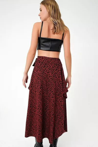 Cravatta Vita normale Asimmetrica Vestibilità comoda Fantasia floreale Spacco Gonna lunga alla caviglia