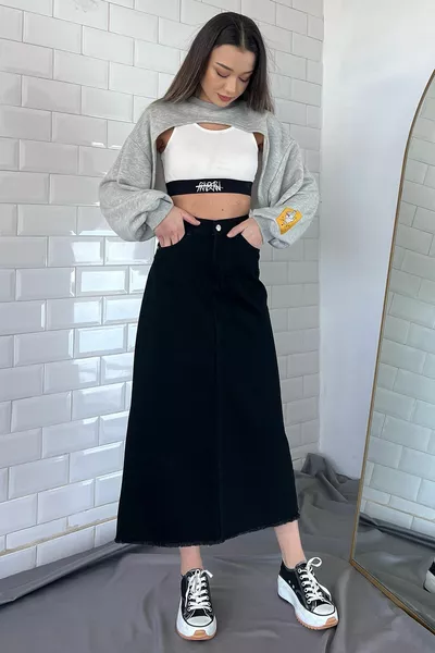 Black Tassel Jean Denim Skirt