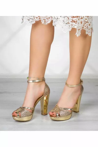 Dames Avondjurk Platform Spiegel Garni Sand Sim Enkel Stropdas Kleur Dore Spiegel Schoenen