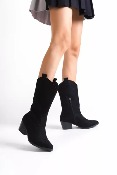 المرأة الغربية أنجل الجناح منقوشة أحذية رعاة البقر الكعب