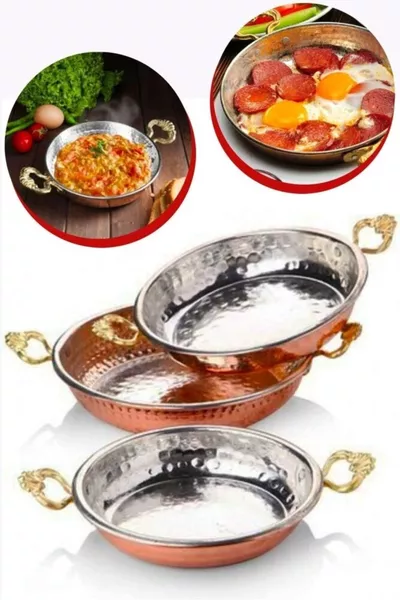 Bakır Tava Sahan Seti Menemen Omlet Kuymak Yumurta Tavası Sahanı  Cm -  Cm -  Cm Kalın Ürün