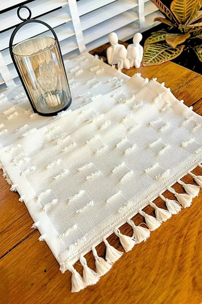 Quadratischer gewebter Läufer mit Fransen  cm