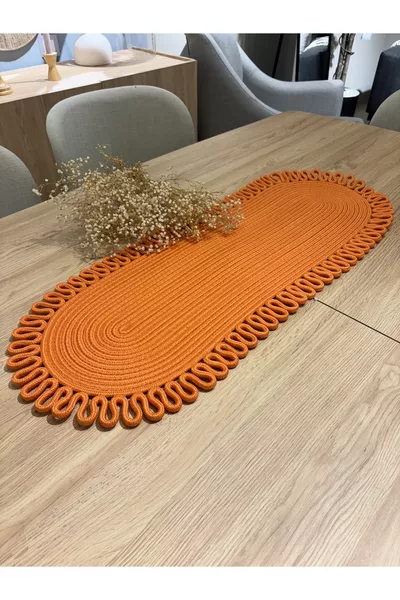 Orange Galaxy Natural Jute, Patterned, Woven, Placemat, Table, Coffee Table Cover Runner. 