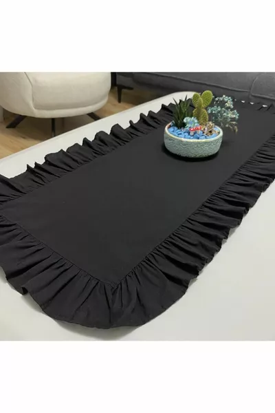 Home Baumwolle-Polyester Rüschentischläufer  cm