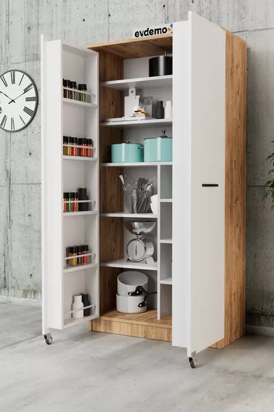 Art 2-Door Pantry Cabinet Kitchen Atlantic Pine White