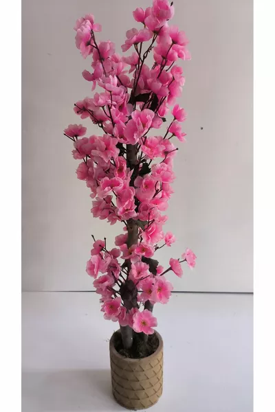 رياح الزهور الصناعية  سم اللون الوردي في وعاء خرساني ساكورا