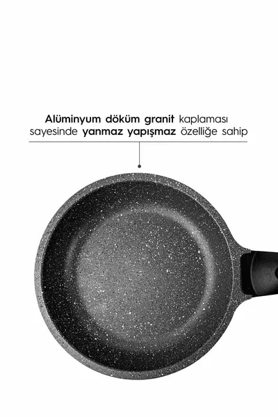 Schwarzes 3-teiliges Aluminiumguss Granit Pfannenset