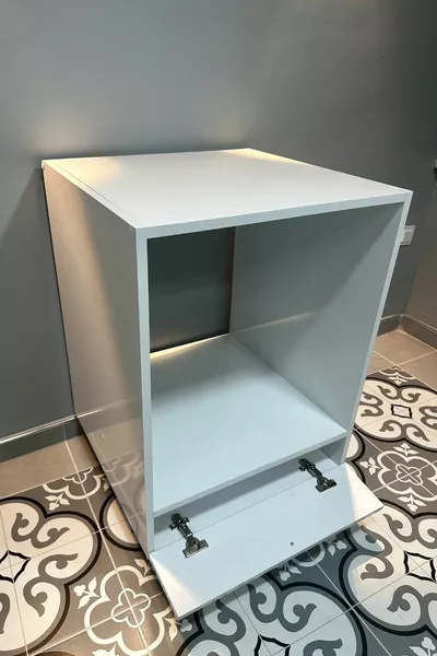 Built-in Cabinet with Legs, Built-in Module Cabinet, Oven and Stove Cabinet, White with Legs - Covered Top, Countertop Set