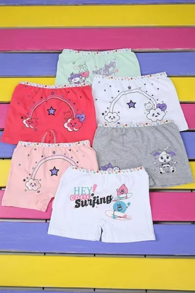 Mädchen-Baumwollboxer Bunt, 6er-Pack