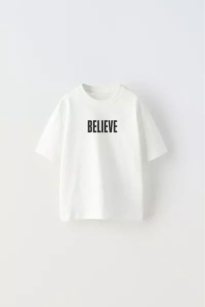 Believe Printed Soccer Design White Kids T-shirt