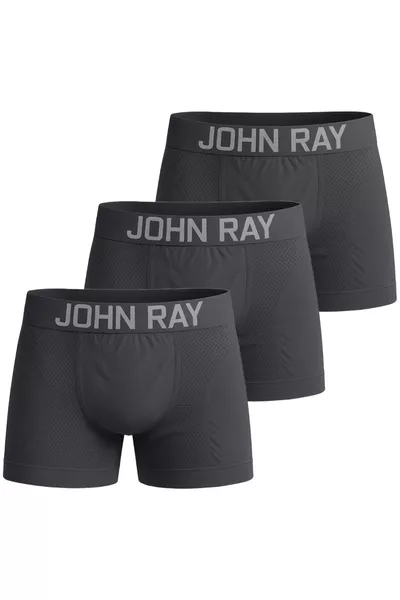 3 бр. мъжки антрацит безшевни боксерки от микрофибър с ликра, еластични, премиум