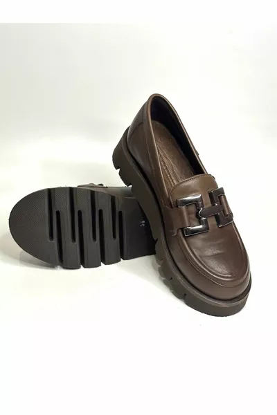 جلد طبيعي منتصف مشبك إيفا أحذية المتسكع الوحيد