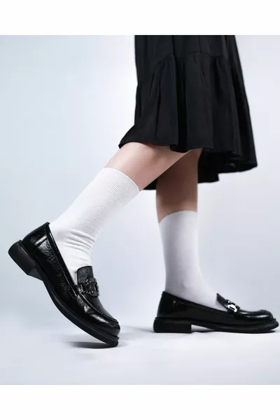 المرأة السوداء أحذية عارضة مشبك معدني مفصل Laofer