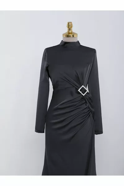 Боковая кулиска Камень Taka Детализированная атласное вечернее платье