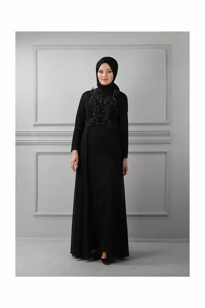 فستان دانتيل جليتر حجاب أسود