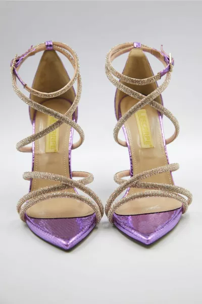 Женская вечерняя обувь с одним браслетом Stone Detailed