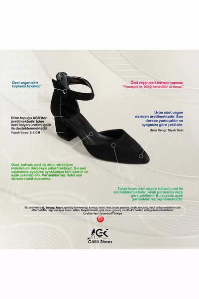 المرأة السوداء من جلد الغزال أحذية مساء اللباس خنجر سميكة الكعب الزفاف اللباس أحذية 5.5cm