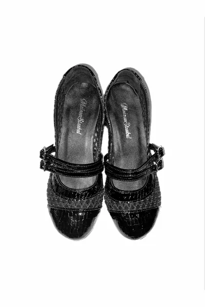 Ballerinas aus Leder mit Mesh-Absatz