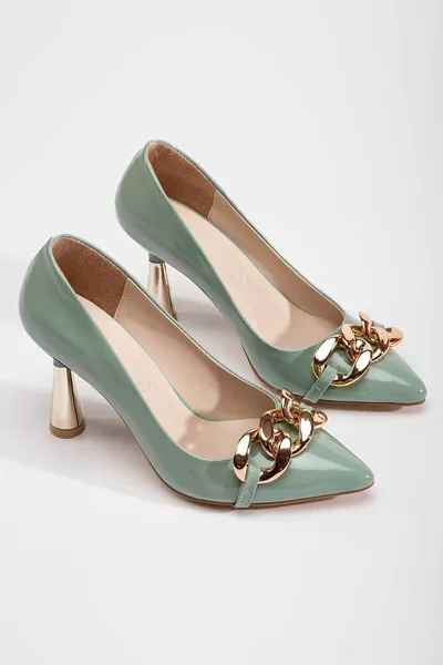 Dames Chain Heels Mintgroen Lakleer