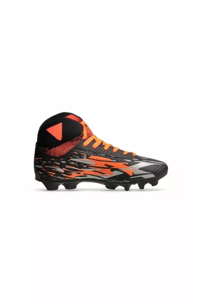 MP Kids Black Orange Cleat Football Shoes FT