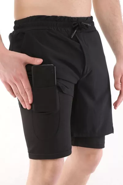 Shorts de sport pour hommes Running à séchage rapide Micropoly Entraînement Fitness avec collants courts
