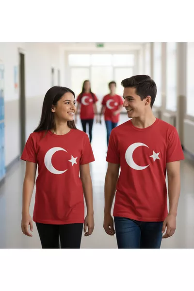 Bayraklı Red Crescent-Star T-shirt