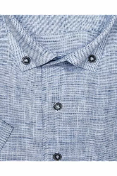 Мъжка синя риза с къс ръкав, свободна кройка, изцяло памук