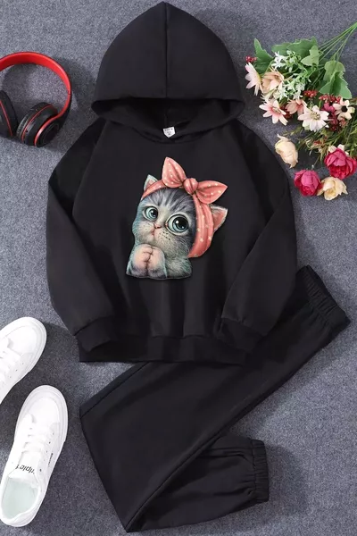Kids Children's Cute Cat Tracksuit