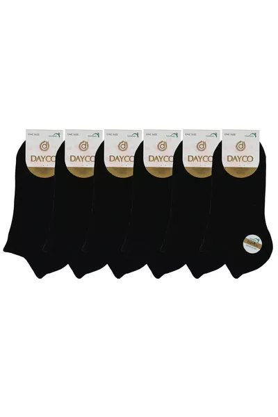 Дамски черни чорапи тип пантофи, комплект от 6