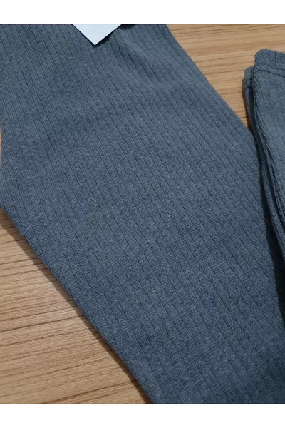 Unisex Gerippte Fleecegefütterte Graue Kinderleggings mit Innenseite aus Fell,  Jahre